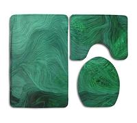 RedBeans 3 Pcs/set Bathroom Non-Slip Emerald Green Style Pedestal Rug + Lid Toilet Cover + Bath Mat