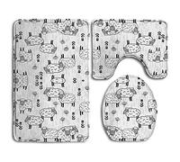 RedBeans Field Of Sheep Bath Mat Set,3 Piece Bathroom Mats Set Non-Slip Bathroom Rugs/Contour Mat/Toilet Cover