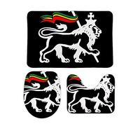 RedBeans Non Slip Bath Mat 3 Piece Flannel Bathroom Rug Set,Judah Lion Soft Pedestal Anti Slip Shower Mat Carpet Toilet Cover Rug Set