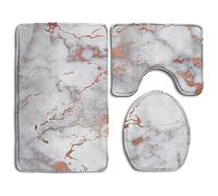 RedBeans Rose Gold Marble Soft Non-Slip Bathroom Rug Mats Set 3 Pc Antibacterial