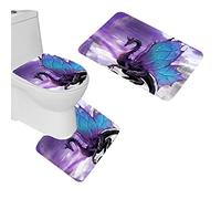 RedBeans The Wings Of A Dragon Bath Mat Set 3 Piece Bathroom Mats Set Non-Slip Bathroom Rugs Contour Mat Toilet Cover