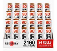 Redberry Lint Roller Refills, 24 Rolls, 2,160 Easy-Peel Sticky Sheets for Pet Hair, Lint and Dust, White