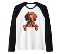 Redbone Coonhound Cute Peeking Dog Lover Raglan Baseball Tee