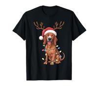 Redbone Coonhound Dog Christmas Lights Santa Xmas Dogs T-Shirt