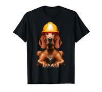 Redbone Coonhound Dog Yellow Hard Hat Helmet Worker Crew Dad Value Graphic T-Shirt, Men, Black, XL