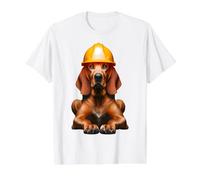 Redbone Coonhound Dog Yellow Hard Hat Helmet Worker Crew Dad Value Graphic T-Shirt, Men, White, XL