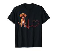Redbone Coonhound Heartbeat EKG Funny Dog Owner Value Graphic T-Shirt, Men, Black, M