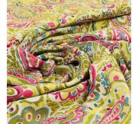 Redbrick Mill Fabrics All Over Paisley Pattern Pink Yellow Green Chenille Upholstery Curtain Fabrics (10cm x 8cm Sample)