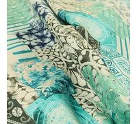 Redbrick Mill Fabrics Aqua Teal Blue Full Patchwork Pattern Printed Velour Velvet Upholstery Fabrics (10cm x 8cm Sample)