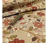 Redbrick Mill Fabrics Colourful Green Red Blue Chenille Upholstery Curtain Fabric Floral Pattern (1 Metre)