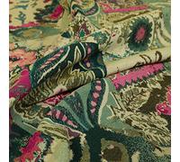 Redbrick Mill Fabrics Designer African Tribal Inspired Patchwork Small Motif Pattern Chenille Upholstery Fabric by The Metre, Green Pink (10cm x 8cm Sample)