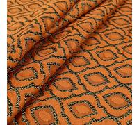 Redbrick Mill Fabrics Designer Medallion Modern Pattern Woven Quality Soft Textured Heavy Weight Velvet Upholstery Furnishing Fabric by The Metre, Orange Medallion (10cm x 8cm Sample)