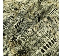 Redbrick Mill Fabrics Famous World City Tourist Landmarks Pattern Mono Grey Chenille Upholstery Fabric, 135cm Width (Per Metre)