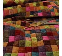 Redbrick Mill Fabrics Flame Retardant Heavyweight Pink Multi Coloured Patchwork Pattern Chenille Upholstery Fabric (Per Metre)