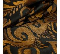 Redbrick Mill Fabrics Flame Retardant Large Floral Damask Pattern Upholstery Curtain Furnishing Fabric in Black Gold (Per Metre)