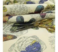 Redbrick Mill Fabrics Flame Retardant Lightweight Quality Upholstery Material Furnishing Curtains Fabric, Butterfly Inspired Animal Insect Pattern Multi Blue Orange Yellow (1 Metre)