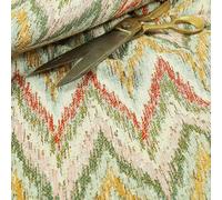 Redbrick Mill Fabrics Full Chevron Striped Chenille White Red Green Yellow Upholstery Furniture Fabric (Per Metre)