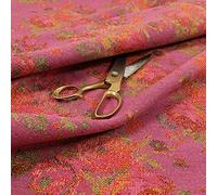 Redbrick Mill Fabrics Full Floral Pattern Chenille in Pink Red Green Colour Quality Furnishing Fabric (10cm x 8cm Sample)