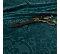 Redbrick Mill Fabrics Furnishing Soft Velvet Embossed Damask Quality Pattern Upholstery Fabric Upholstery, Dark Blue for Sofas Curtains by The Metre (Per Metre)