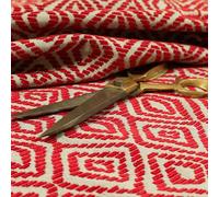 Redbrick Mill Fabrics Geometric Diamond Modern Pattern Upholstery Curtains Fabric for Sale by The Metre in Red Geometric 1 (10cm x 8cm Sample)