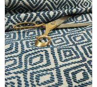 Redbrick Mill Fabrics Geometric Diamond Modern Pattern Upholstery Curtains Fabric for Sale by The Metre in Navy Blue (10cm x 8cm Sample)