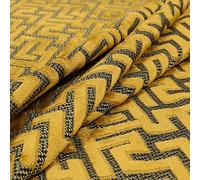 Redbrick Mill Fabrics Geometric Greek Inspired Key Pattern Velvet Upholstery Fabric by The Metre in Yellow Greek Key (10cm x 8cm Sample)