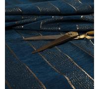 Redbrick Mill Fabrics Geometric Striped Pattern Blue Gold Coloured with Shine Furnishing Fabric (10cm x 8cm Sample)