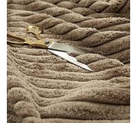 Redbrick Mill Fabrics Heavy Soft Chunky Wave Effect Striped Corduroy Upholstery Fabric Material Flame Treated Perfect for Sofas Furniture, Brown Mocha Coffee (10cm x 8cm Sample)