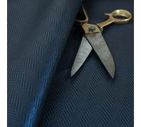 Redbrick Mill Fabrics Herringbone Pattern Semi Plain Faux Leather Navy Blue Vinyl Upholstery Fabrics (10cm x 8cm Sample)