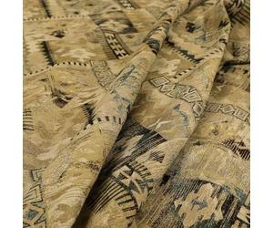 Redbrick Mill Fabrics Jacquard Tapestry Kilim Aztec Patchwork Pattern Blue Beige Chenille Upholstery Fabric, 135cm Width (Per Metre)