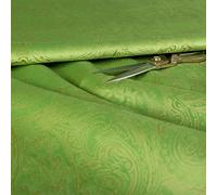 Redbrick Mill Fabrics Laser Cut Damask Paisley Soft Velveteen Velvet Upholstery Fabric by The Metre, Lime Green (10cm x 8cm Sample)