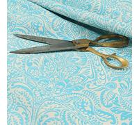 Redbrick Mill Fabrics Lightweight Chenille Damask Floral Pattern Furnishing Upholstery Curtain Fabric by The Metre, Blue (10cm x 8cm Sample)