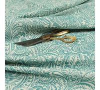 Redbrick Mill Fabrics Lightweight Chenille Damask Floral Pattern Furnishing Upholstery Curtain Fabric by The Metre, Teal (10cm x 8cm Sample)