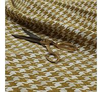 Redbrick Mill Fabrics Modern Designer Woven Geometric Houndtooth Chenille Upholstery Fabric by The Metre, Ideal for Interior Furnishing Projects, Yellow (10cm x 8cm Sample)