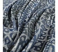 Redbrick Mill Fabrics Modern Metallic Toned Ikat Geometric Medallion Portuguese Inspired Pattern Upholstery Fabric by The Metre in Blue, 135cm Width (Per Metre)