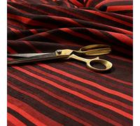 Redbrick Mill Fabrics Modern Pattern Hard Wearing Designer Vertical Pattern Striped, Soft Velvet Chenille Upholstery Fabric, Red Shades (10cm x 8cm Sample)