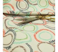Redbrick Mill Fabrics Modern Printed Velvet Geometric Green Blue Red Round Pattern Upholstery Fabric (10cm x 8cm Sample)