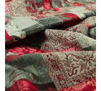 Redbrick Mill Fabrics Modern Printed Velvet Geometric Red Patchwork Upholstery Furnishing Fabric (10cm x 8cm Sample)