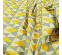 Redbrick Mill Fabrics Modern Printed Velvet Yellow Grey Geometric Triangle Pattern Upholstery Furnishing Fabric (10cm x 8cm Sample)