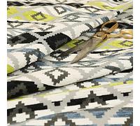 Redbrick Mill Fabrics Modern Small Kilim Aztec Pattern Green Black Chenille Curtain Upholstery Fabric by The Metre (10cm x 8cm Sample)