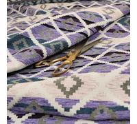 Redbrick Mill Fabrics Modern Small Kilim Aztec Pattern Purple Blue Chenille Curtain Upholstery Fabric by The Metre (10cm x 8cm Sample)