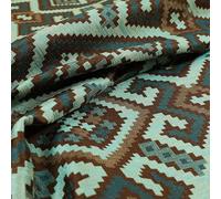 Redbrick Mill Fabrics Modern Tetris Geometric Pattern Upholstery Curtain Furnishing Teal Fabric (Per Metre)
