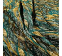 Redbrick Mill Fabrics Modern Two Tone Stripe Pattern Upholstery Curtains Gold Blue Colour Fabric, 135cm Width (Per Metre)