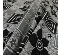 Redbrick Mill Fabrics Modern Upholstery Furnishing Pattern Fabric Floral Square Patchwork Black Grey (Per Metre)
