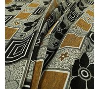 Redbrick Mill Fabrics Modern Upholstery Furnishing Pattern Fabric Floral Square Patchwork Yellow Grey (10cm x 8cm Sample)