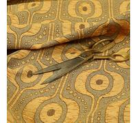 Redbrick Mill Fabrics Modern Vertical Eyelet Striped Pattern Gold Brown Upholstery Furnishing Fabric (10cm x 8cm Sample)