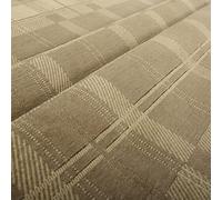 Redbrick Mill Fabrics Plain Checked Tartan Tapestry Pattern Soft Feel Chenille Upholstery Fabric by The Metre in Light Brown (10cm x 8cm Sample)