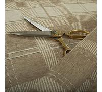 Redbrick Mill Fabrics Plain Checked Tartan Tapestry Pattern Soft Feel Chenille Upholstery Fabric by The Metre in Beige (10cm x 8cm Sample)