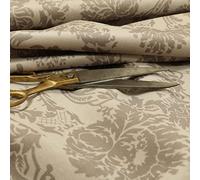 Redbrick Mill Fabrics Printed Velvet Damask Pattern Soft Velour Beige Colour Upholstery Curtain Fabric by The Metre, 135cm Width (Per Metre)