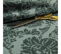 Redbrick Mill Fabrics Printed Velvet Damask Pattern Soft Velour Grey Colour Upholstery Curtain Fabric by The Metre (10cm x 8cm Sample)